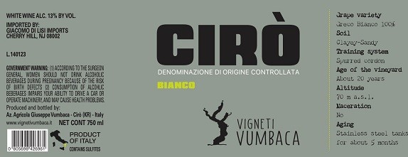 Vigneti Vumbaca Ciro Bianco 2022 WineWorks